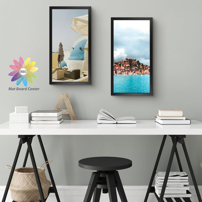Clearance 11x22 Frame for 8.5x11 and 4x6 Picture Black Wood, Solid Smooth (6 Pcs per Box)