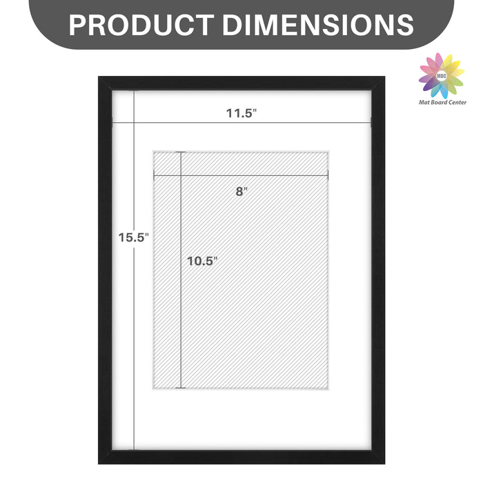 Clearance 12x16 Picture Frame for 8.5x11 Photo with White Mat and Plexiglass (16 Pcs per Box)