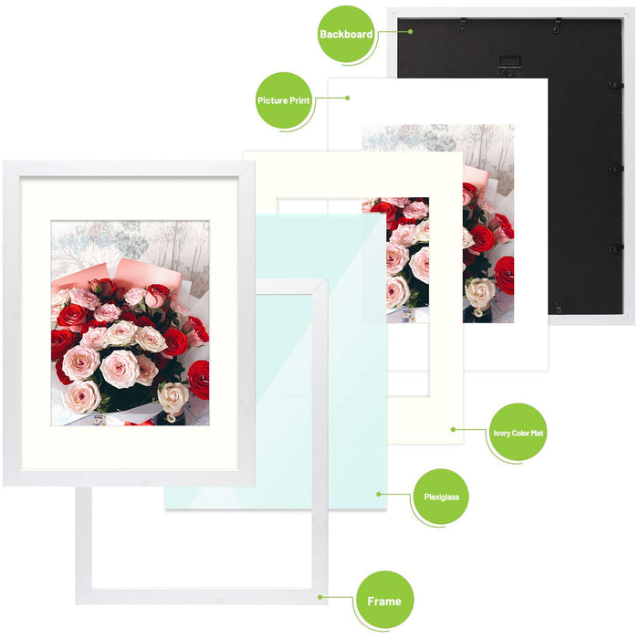 Clearance 12x16 Picture Frame for 8.5x11 Picture with Ivory Mat (8 Pcs per Box)