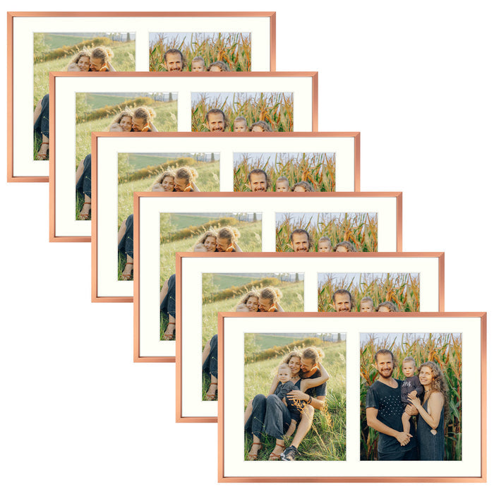 Clearance 12x19 Aluminum Collage Picture Frame for Two 8x10 Photos (6 Pcs per Box) Rose Gold