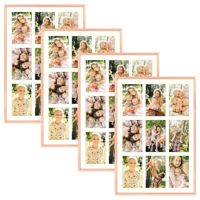 Clearance 13.6x19.7 Aluminum Collage Picture Frame for Nine 4x6 Photos (4 Pcs per Box) Rose Gold