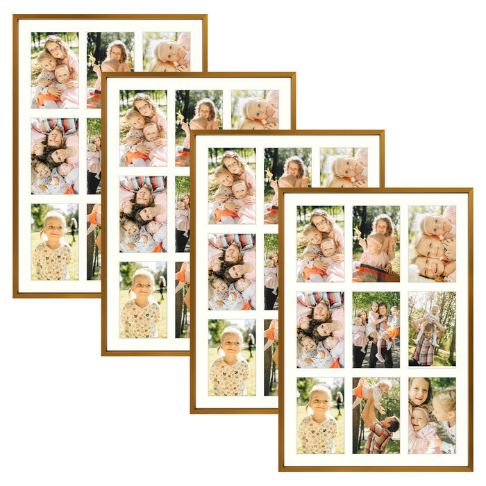 Clearance 13.6x19.7 Aluminum Collage Picture Frame for Nine 4x6 Photos (4 Pcs per Box) Bronze