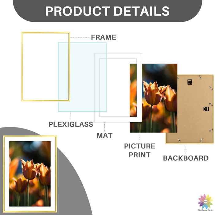 Clearance 13x19 Picture Frame For 11x17 Photo With White Mat and Plexiglass (6 Pcs per Box)