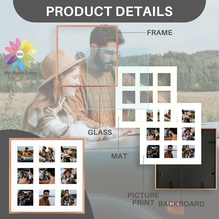 Clearance 16x16 Aluminum Collage Picture Frame for Nine 4x4 Photos (6 Pcs per Box)