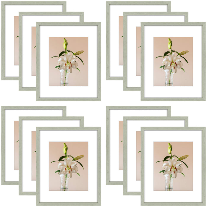 Clearance 16x20 Picture Frames for 11x14 Photo with White Mat and Plexiglass (12 Pcs Per Box) Light Grey