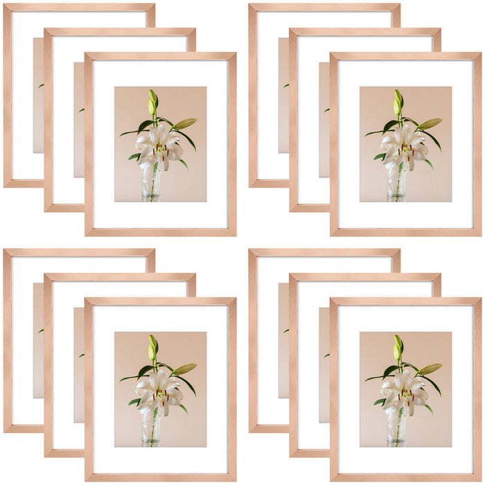 Clearance 16x20 Picture Frames with 11x14 Photo with White Mat and Plexiglass 12 Pack