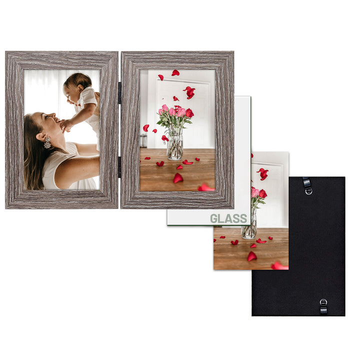 Clearance Double Picture Frame For 4x6 Photo Hinged Frames (10 Pcs Per Box)