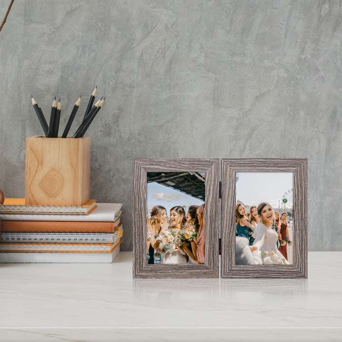Clearance Double Picture Frame For 4x6 Photo Hinged Frames (10 Pcs Per Box)