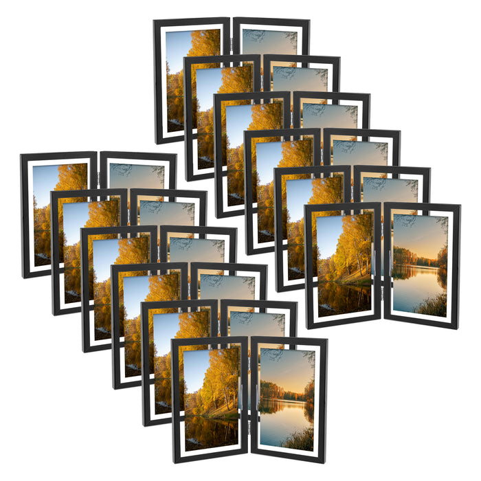 Clearance 4x6 Floating Frame, Double Hinged Metal Frame Displays Any Size Photo up to 4 by 6 (12 Pcs Per Box) (Copy) Black