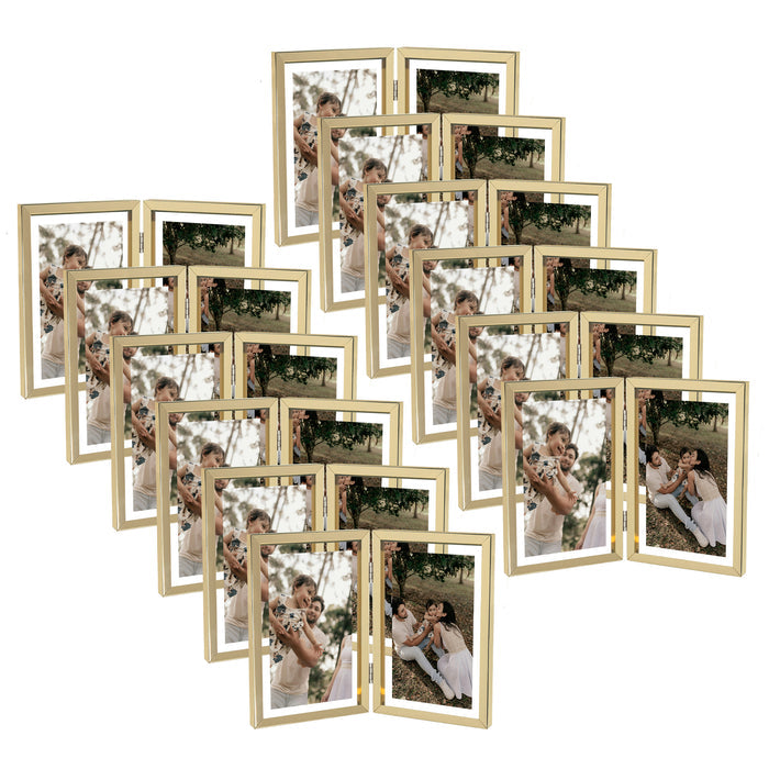 Clearance 4x6 Floating Frame, Double Hinged Metal Frame Displays Any Size Photo up to 4 by 6 (12 Pcs Per Box) (Copy) Gold