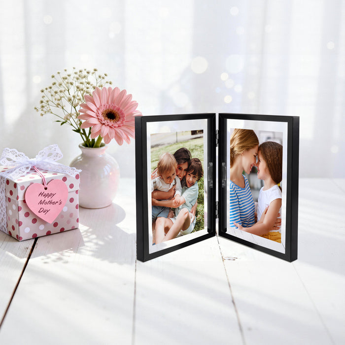 Clearance 5x7 Floating Frame, Double Hinged Metal Frame Displays Any Size Photo up to 5 by 7 (12 Pcs Per Box)