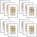 Clearance 6x8 Aluminum Picture Frame Displays 4x6 Photos with White Mat and Real Glass (12 Pcs Per Box) Silver