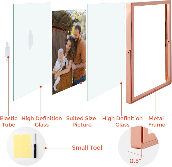 Clearance 6x8 Floating Frame Displays Any Size Photo up to 6 by 8 Rose Gold (24 Pcs Per Box)