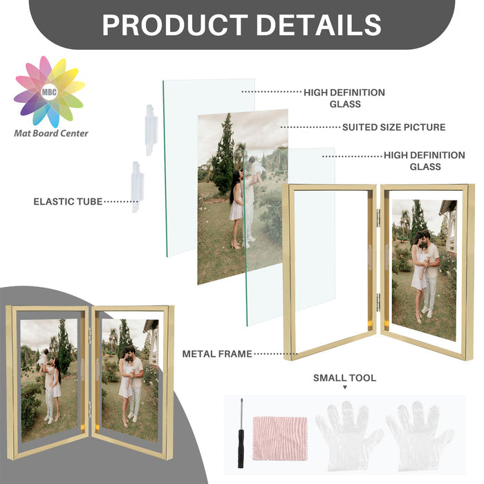 Clearance 6x8 Floating Frame, Double Hinged Metal Frame Displays Any Size Photo up to 6 by 8 (12 Pcs Per Box)