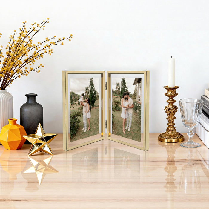 Clearance 6x8 Floating Frame, Double Hinged Metal Frame Displays Any Size Photo up to 6 by 8 (12 Pcs Per Box)
