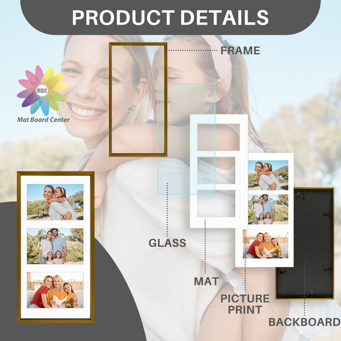 Clearance 7x14 Aluminum Collage Picture Frame for Three 4x6 Photos Bronze (12 Pcs Per Box)
