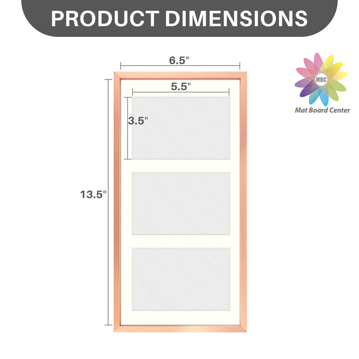 Clearance 7x14 Aluminum Collage Picture Frame for Three 4x6 Photos Rose Gold (8 Pcs Per Box)