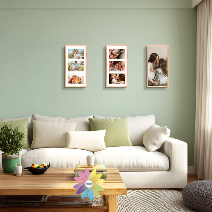 Clearance 7x14 Aluminum Collage Picture Frame for Three 4x6 Photos Rose Gold (8 Pcs Per Box)