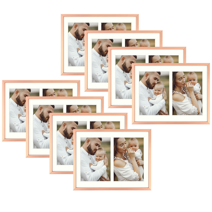 Clearance 8.5x11 Aluminum Collage Picture Frame for Two 5x7 Photos Rose Gold(8 Pcs per Box)