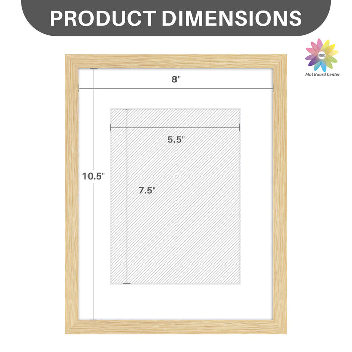 Clearance 8.5x11 Picture Frame For 6x8 Picture With White Mat and Plexiglass Beige (8 Pcs per Box)
