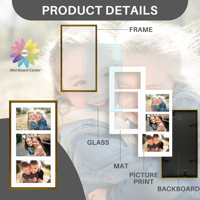 Clearance 8.5x16.3 Aluminum Collage Picture Frame for Three 5x7 Photos Bronze (6 Pcs Per Box)