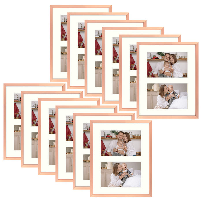 Clearance 8x10 Aluminum Collage Picture Frame for Two 4x6 photos (12 Pcs per Box) Rose Gold