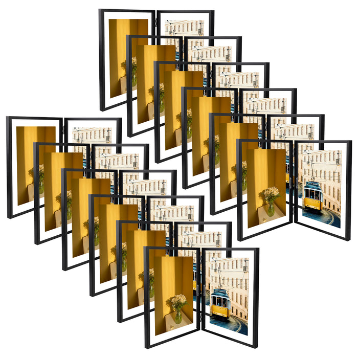Clearance 8x10 Floating Frame, Double Hinged Metal Frame Displays Any Size Photo up to 8 by 10 (12 Pcs Per Box) Black