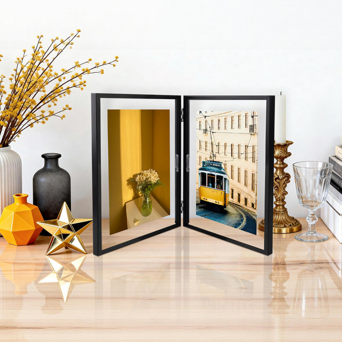 Clearance 8x10 Floating Frame, Double Hinged Metal Frame Displays Any Size Photo up to 8 by 10 (12 Pcs Per Box)