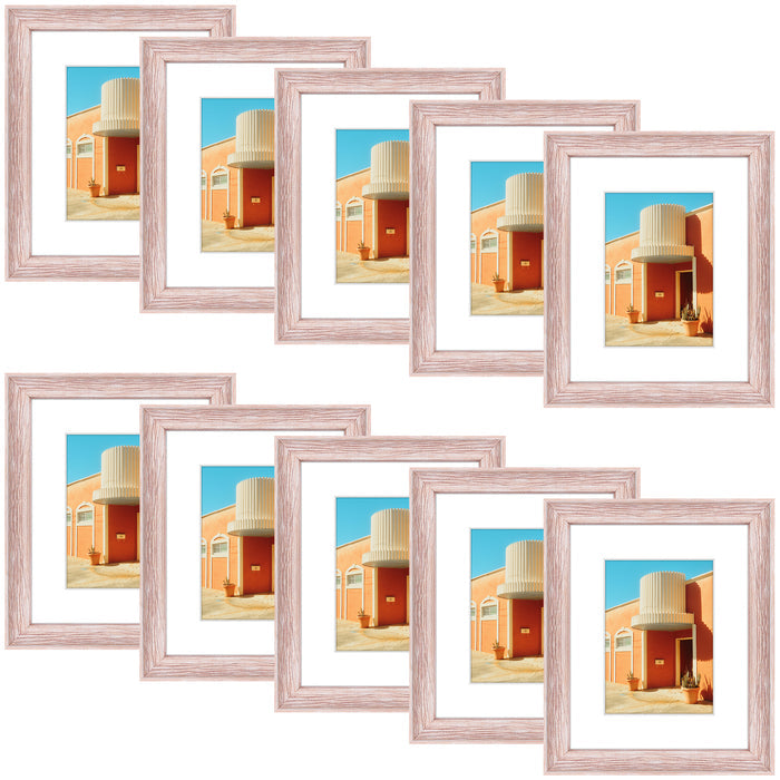 Clearance 8x10 Picture Frame with White Mat and Plexiglass (10 Pcs Per Box) Pink