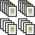 Clearance 8x10 Picture Frames for 5x7 Photo with White Mat and Plexiglass (18 Pcs Per Box) Black