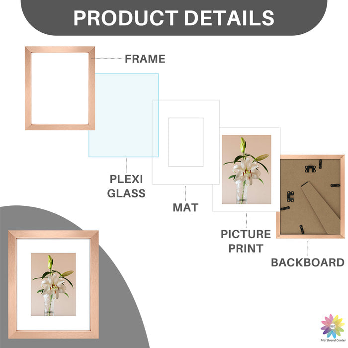 Clearance 8x10 Picture Frames for 5x7 Photo with White Mat and Plexiglass (18 Pcs Per Box)