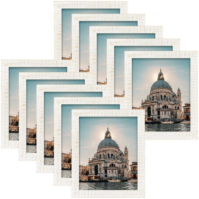 Clearance 8x10 Wood Frame with Plexiglass (10 Pcs Per Box) Rustic White