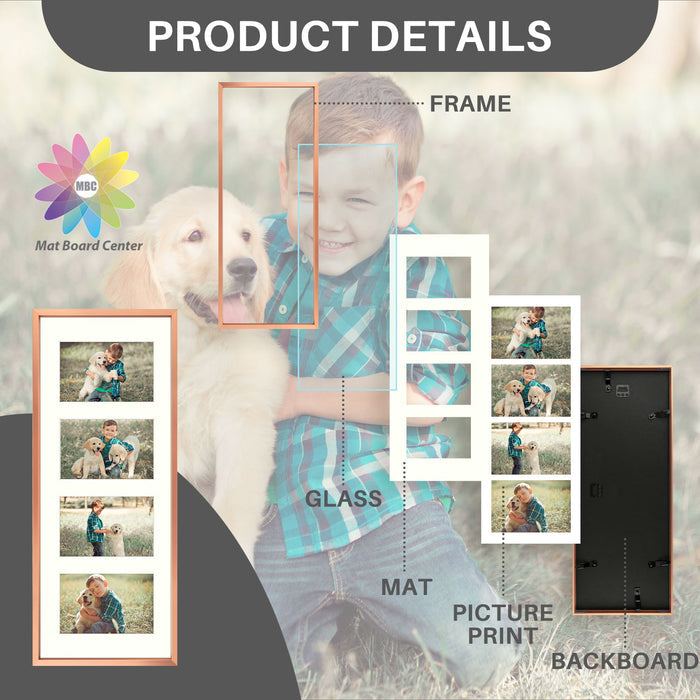 Clearance 8x20 Aluminum Collage Picture Frame for Four 4x6 Photos (6 Pcs Per Box)