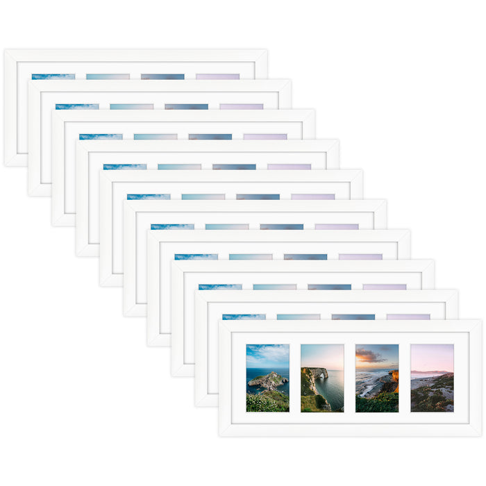 Clearance 8x20 Collage Picture Frames for Four 4x6 Picture Wood Frame (10 Pcs per Box) White