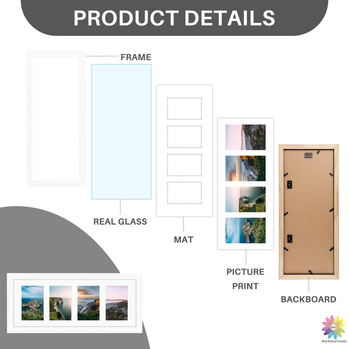 Clearance 8x20 Collage Picture Frames for Four 4x6 Picture Wood Frame (10 Pcs per Box)