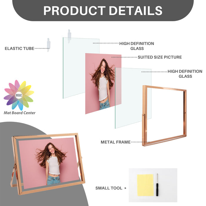 Clearance 8x6 Floating Frame Displays Any Size Photo up to 8 by 6 Rose Gold (24 Pcs Per Box)