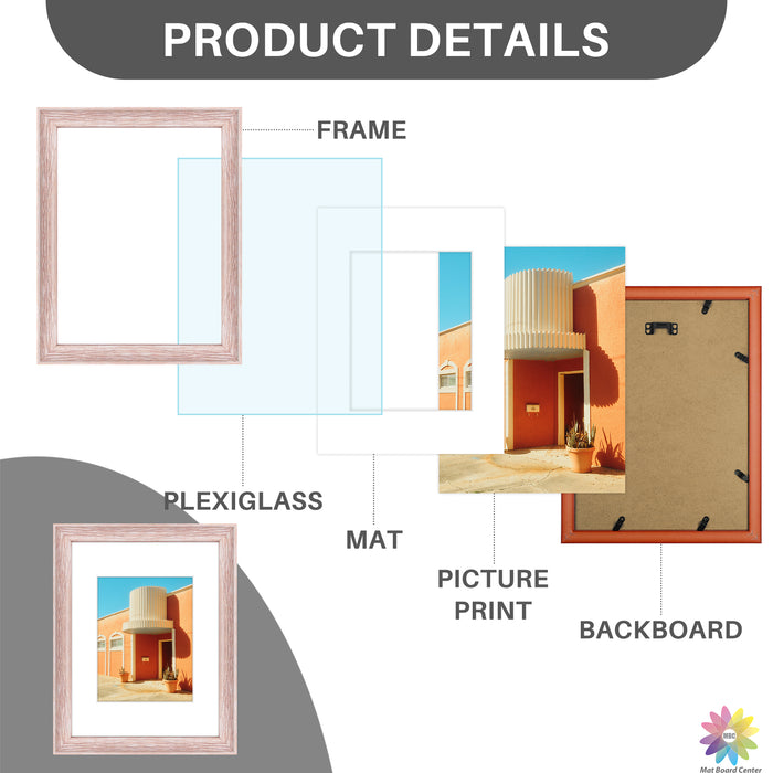 Clearance 9x12 Picture Frame for 6x8 Photo with White Mat and Plexiglass (12 Pcs Per Box)