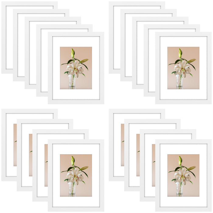 Clearance 9x12 Picture Frames for 6x8 Photo with White Mat and Plexiglass (18 Pcs Per Box) White
