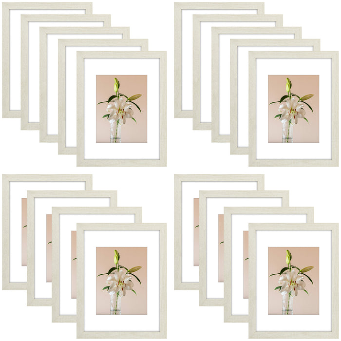 Clearance 9x12 Picture Frames for 6x8 Photo with White Mat and Plexiglass (18 Pcs Per Box) Grey