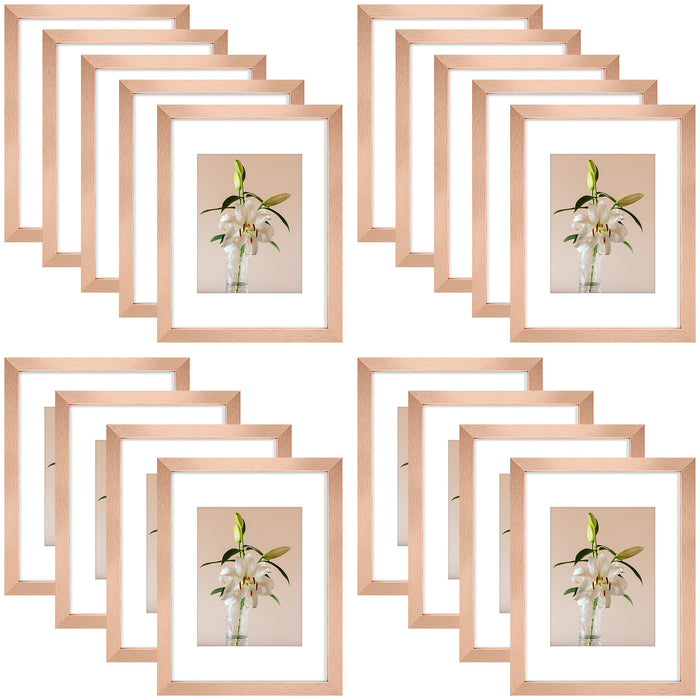 Clearance 9x12 Rose Gold Picture Frames for 6x8 Photo with White Mat (18 Pcs Per Box)