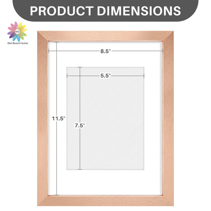 Clearance 9x12 Rose Gold Picture Frames for 6x8 Photo with White Mat (18 Pcs Per Box)