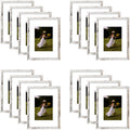 Clearance 9x12 Rustic White Picture Frame for 6x8 Photo with White Mat and Plexiglass (16 Pcs per Box)