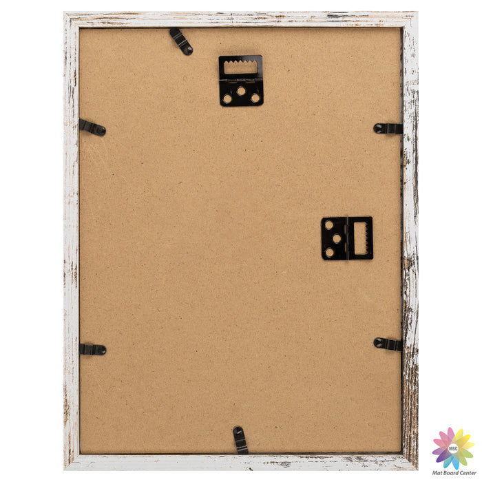 Clearance 9x12 Rustic White Picture Frame for 6x8 Photo with White Mat and Plexiglass (16 Pcs per Box)