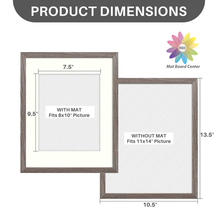 Clearance, Pack of 8, 11x14 Grey Picture/Shadowbox Frame for 8x10 Photo with Ivory Mat and Real Glass