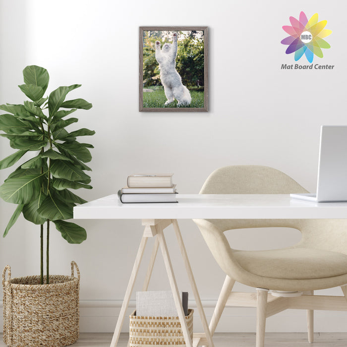 Clearance, Pack of 8, 11x14 Grey Picture/Shadowbox Frame for 8x10 Photo with Ivory Mat and Real Glass