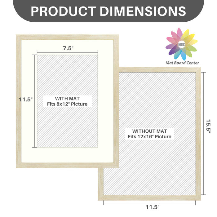 Clearance, Pack of 8, 12x16 Beige Picture Frame for 8x12 Photo with Ivory Mat and Real Glass