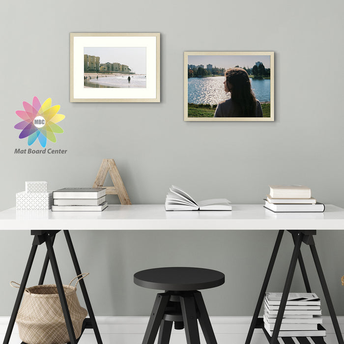 Clearance, Pack of 8, 12x16 Beige Picture Frame for 8x12 Photo with Ivory Mat and Real Glass