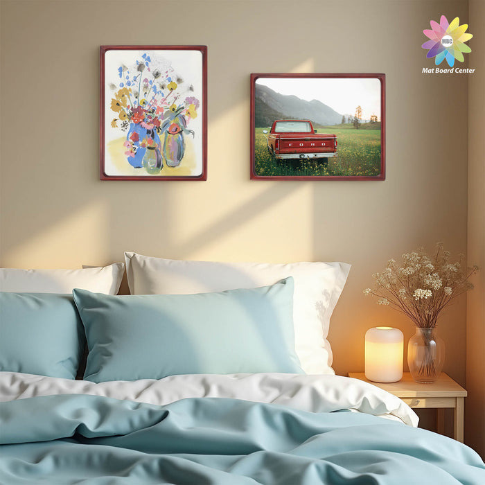 Clearance Rounded Corner 11x14 Picture Frame For 8x10 Photos With White Mat and Real Glass Mahogany (6 Pcs Per Box)