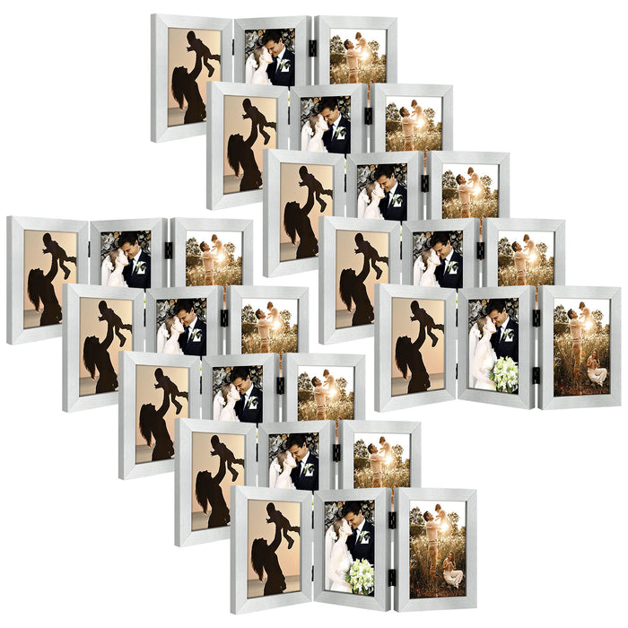 Clearance Three Picture Frame 5x7 Triple Frame (8 Pcs per Box) Silver
