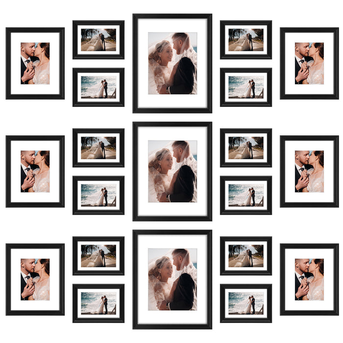Clearance Wall Gallery Photo Wood Frames with White Mat and Real Glass (21 Pcs Per Box)